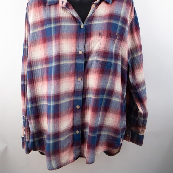 American Eagle Outfitters Boyfriend Fit Womena's XL Slim Fit Long Sleeve Plaid - Picture 2 of 9